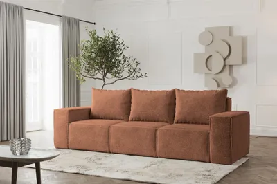 Produktbild von Sofa Designersofa ESTELLE 3-Sitzer in Stoff Abriamo Rostbraun