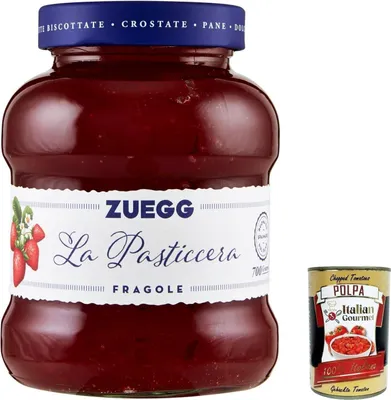 Produktbild von 6x Zuegg La Pasticceria Fragole, Marmelade Erdbeeren Konfitüre Brotaufstriche Italien 700 g + Italian Gourmet polpa 400g