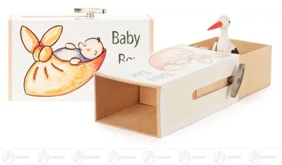Zdjęcie produktu dla Pozytywka "Baby box" z bocianem Wysokość ok. 6 cm NOWOŚĆ