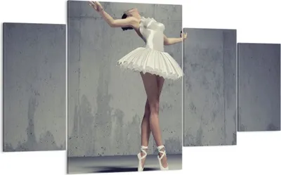 Produktbild von Bild auf Leinwand - Leinwandbild - 4 Teile - Ballerina Weiß Wand - 160x90cm - Wand Bild - Wanddeko - Wandbilder - Leinwanddruck - Bilder - Wanddekoration - Leinwand bilder - Wandbild - DL160x90-4344