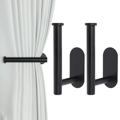 Produktbild von Selbstklebende Gardinenbinder, Gardinenclips, Gardinenhaken, Gardinenhalter (2, schwarz)