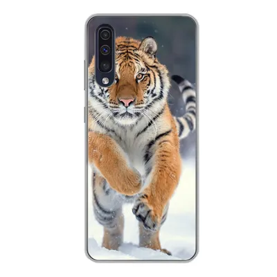 Produktbild von MuchoWow® Handyhülle Schutzhülle Hülle für Samsung Galaxy A50 Tiger - Landschaft - Schnee - Tiere Silikon Softcase Handy Hülle - Mobiltelefonhülle