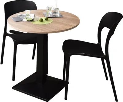 Produktbild von Bistrotisch rund Elanur 70 cm schwarz matt/eiche sägerau 14584
