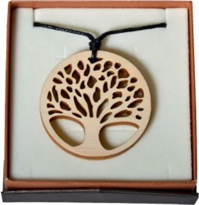 Produktbild von Zirbenholz Kette 'Baum des Lebens' naturbelassen, mit Zirbenduft, 50mm Ø, 5mm stark