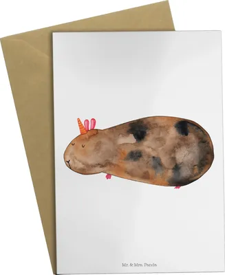 Produktbild von Mr. & Mrs. Panda Glückwunschkarte Einhorn Meerschweinchen - Weiß - Geschenk, Meerschwein, osterkarte, Meerhörnchen, dankeskarten, Unicorn, hochzeitskarten, Einhörner