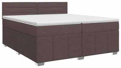 Image de vidaXL Lit boxspring avec matelas brun foncé 200 x 200 cm Tissu