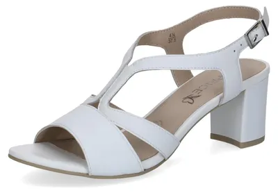 Produktbild von Caprice Damen Sandale mit Absatz aus Leder, Weiß (WHITE NAPPA), 37,5