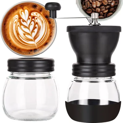 Produktbild von Kaffeemühle mit Keramikmahlwerk Handkaffeemühle Handmühle Kaffee Mühle Manuell Mahlmaschine Individuelle Mahlgradeinstellung Gewürze Schwarz Retoo