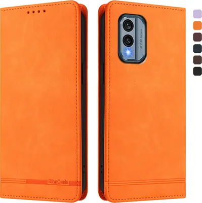 Produktbild von Hülle für Nokia X30, Retro Kunstleder Ständer Klapphülle mit Kartenfächer und Magnetische Orange