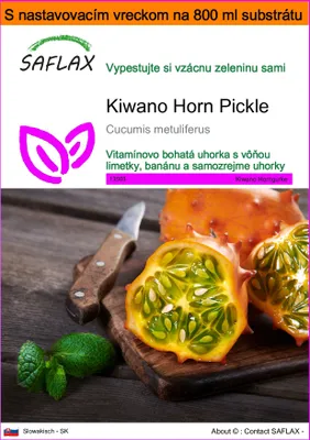Obrázok produktu pre SAFLAX Garden in the bag - Kiwano Horn Pickle - Cucumis metuliferus - 10 Semená - S pestovateľským substrátom v praktickom samostaviteľnom vrecku
