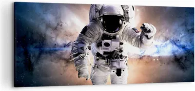 Produktbild von Bild auf Leinwand - Leinwandbild - Astronaut Erde Raum - 120x50cm - Wand Bild - Wanddeko - Leinwanddruck - Bilder - Kunstdruck - Wanddekoration - Leinwand bilder - Wandkunst - AB120x50-2848