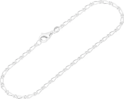 Produktbild von Armband 925 Sterling Silber 19cm Figaro Panzerkette rund Damen Armbandkette fein