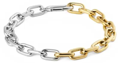 Produktbild von Zweifarbiges Damenarmband Contrast Link DW004019 - Lä nge: 15,5 cm