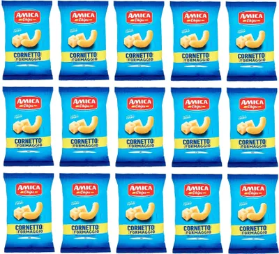 Produktbild von 15x Amica Chips Cornetto al Formaggio Mais-Snacks mit Käsegeschmack Salziger Snack 125g Beutel