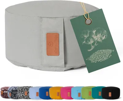 Productafbeelding van Rond meditatiekussen met vulling van biologische boekweitdoppen, diameter ca. 30 cm