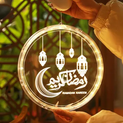 Produktbild von Eid Ramadan Dekorative Fee Licht Kerosinlampe Dekorative Fenster Lichter Ornamente Islam Mubarak Dekoration für Party Muslim Lichterkette mit Saugnapfhaken