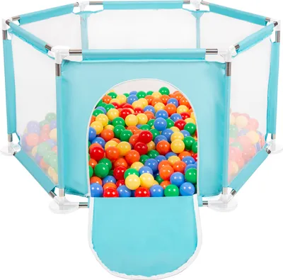 Produktbild von Selonis Sechseckiger Laufstall 400 Bälle ∅6cm Spielplatz Mit Bunten Bällen Laufgitter Für Babys Und Kinder
