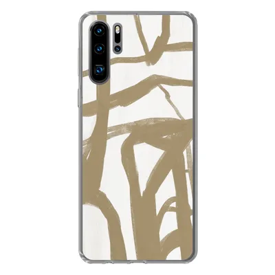 Produktbild von MuchoWow® Handyhülle Schutzhülle Hülle für Huawei P30 Pro Braun - Weiß - Abstrakt Silikon Softcase Handy Hülle - Schutzdeckel