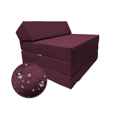 Produktbild von Klappmatratze mit Kopfteil Wasserfester Outdoor-Bezug Bordeaux Weinrot Matratze Faltmatratze Camping Erwachsene Kinder 200x70x10cm