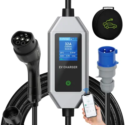 Image de Chargeur de véhicule électrique portable, contrôle via application intelligente, courant de charge réglable, type 2, 10 mètres