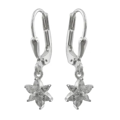 Produktbild von Ohrbrisur Ohrhänger Ohrringe 23x6mm Blume oder Stern Zirkonia Silber 925