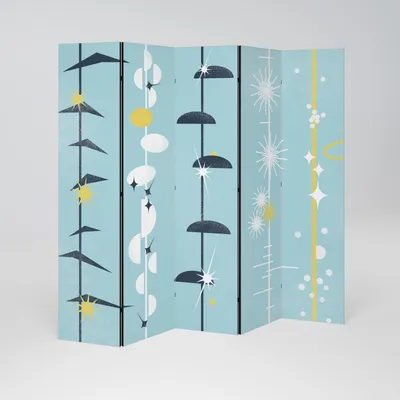 Produktbild von SpaceRebels Paravent Raumteiler - 5-teilig Raumtrenner, Druck 2-Seite - Raumtrenner - Trennwand Wohnung - Room Divider - Spanische Wand Deko Modern Sichtschutz