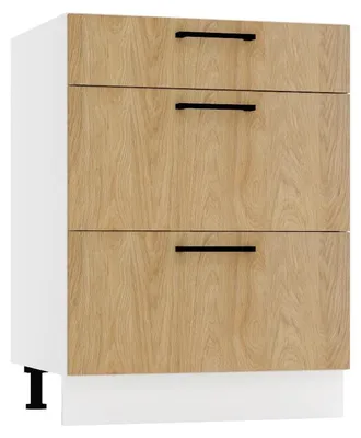 Produktbild von Küchenunterschrank 3 Schubladen - 60 cm - Hicora-Eiche - ohne Arbeitsplatte - Soft-Close-System