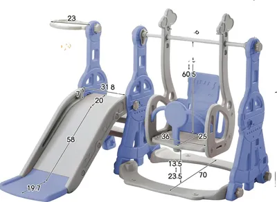 Produktbild von Kinderrutsche, 4-in-1 Spielplatz, Schaukel und Basketballkorb, Blau