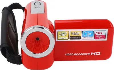Zdjęcie produktu dla kamera wideo 16 MP 1080P z 16-krotnym zoomem cyfrowym i obrotowym ekranem do użytku w podróży, z interfejsem USB i wielofunkcyjną konstrukcją (czerwona)