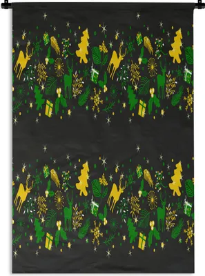 Produktbild von MuchoWow® Wandteppich Wandbehang Weihnachten - Muster - Hirsche 120x180 cm Tapisserie Dekoration Wandtuch - Schlafzimmer - Dekorationen für das Haus