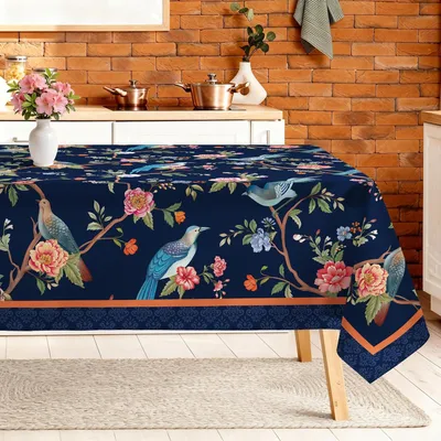 Produktbild von Vintage Tischdecke mit Blumenmuster, rechteckig und abwaschbar, 140×180 cm