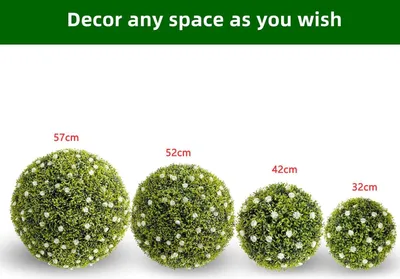 Obrázek produktu pro Umělá květinová koule – závěsná topiary, sada 2 ks – 52 cm – PE – pro venkovní použití, balkon a svatební výzdobu – bílá