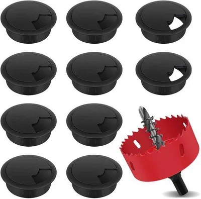 Immagine prodotto di Passacavi, 10 pezzi da 60 mm con 1 foro, nero