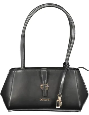 Produktbild von Elegante Damenhandtasche Schwarz mit Schutzfüßchen und Logo-Detail