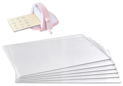 Immagine prodotto di SucceBuy, set di 6 lastre per fustellatura, dimensioni 308x216x3 mm, realizzate in policarbonato, compatibili con le macchine per fustellatura e goffratura KM-1885, ideali per scrapbooking e creazione di biglietti, trasparenti