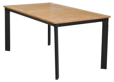 Produktbild von LC Garden »Unicamo« Esstisch matt schwarz/Teak 160x90cm Esstisch Gartentisch Terrassentisch