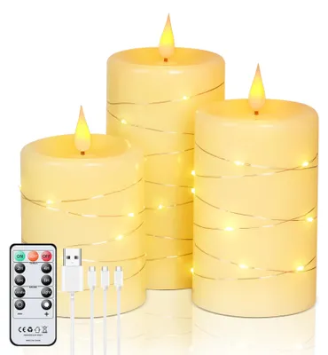 Productafbeelding van Set van 3 Oplaadbare LED-kaarsen met Afstandsbediening en Timer