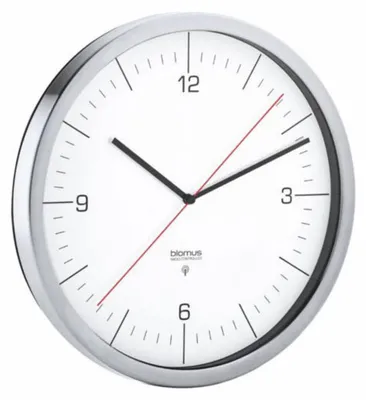 Produktbild von Blomus CRONO Funkuhr, Wanduhr, Uhr, Edelstahl matt, Kunststoff, Weiss, 65894