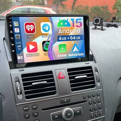 Zdjęcie produktu dla Radio samochodowe 9 cali do Mercedes C-Klasy W204 S204, system Android 15, nawigacja GPS, Wi-Fi, Apple CarPlay, Android Auto, ekran dotykowy 2 DIN, z kamerą cofania i Bluetooth