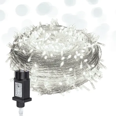 Image de Jayseuw 10M LED Guirlande lumineuse 100LEDs 8 modes avec fonction de mémoire, Noël Fête Jardin Utilisation Effet d'étoile scintillante Décoration Câble transparent Blanc froid