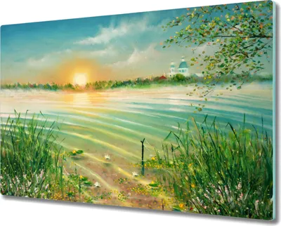 Produktbild von Coloray Schneidebrett Herdabdeckplatte 80x52 cm Kochplattenabdeckung Küchenbrett Hackbrett - Malerei Natur Fluss Wasser