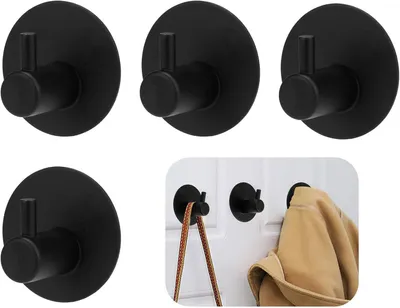 Produktbild von schwarze, selbstklebende Wandhaken aus Edelstahl, kein Bohren erforderlich, für Küche, Bad, Schlafzimmer