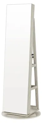 Immagine prodotto di Armadio con specchio, autoportante, bianco con venature del legno, dimensioni 54,5 x 54,5 x 162 cm