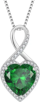 Produktbild von FJ Unendlichkeit Kette 925 Sterling Silber Smaragd Geburtsstein Halskette