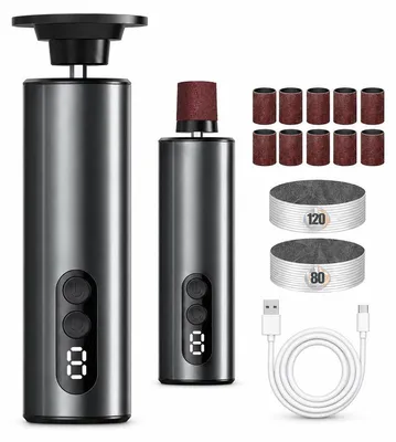 Produktbild von Elektrische Fußfeile 2 in 1, Hornhautentferner und Nagelschleifer, 9 Stufen, Type-C Aufladung, 1000 mAh Akku, 116 x 31 mm, kompakt
