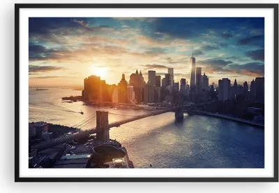 Produktbild von Gerahmtes Poster - Schwarzer Rahmen - New York Stadt - 91,5x61 cm - Wand Bild - Wanddeko - Wandbilder - Kunstposter - Wandposter - Bilderrahmen - Bilder - Kunstdruck - Wandbild - P2BAA91x61-3733