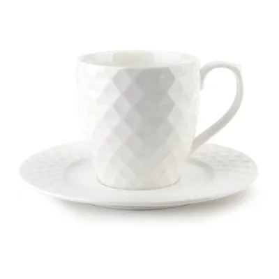 Obrázek produktu pro Pohár s talíøem diamantu 230 ml vyrobeného z porcelánového bílého 8,5 cm x 11 cm x 8 cm