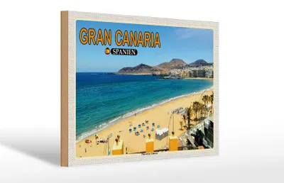 Produktbild von Holzschild Reise 30x20cm Gran Canaria Spanien Playa de las Canteras