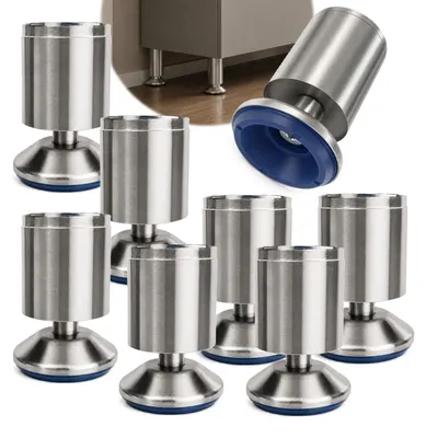 Produktbild von HOOZ® Möbelfüße Edelstahl 100 mm 8er Set [BREITER STÜTZFUSS] Möbelbeine Ø 50 mm – Schrankfüße für Kommode TV-Board & Regal