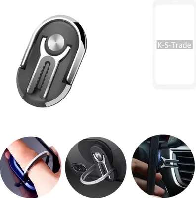 Produktbild von K-S-Trade 3in1 Smartphone-Ring Handy-Ring kompatibel mit OnePlus OnePlus 8 Fingerhalterung  Handyring Tischständer Lüftungsgitter-Halterung Tisch
